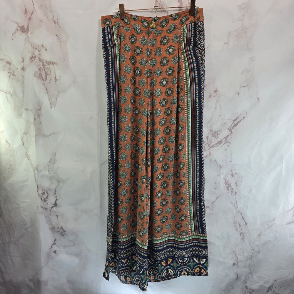 Anthropologie Pants Womens 2 26 Blue Paisley Boho Gaucho Harem Palazzo Wide High